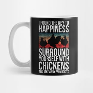 I Found The Key To Happiness Surround Yourself With Chickens and Stay Away From Idiots Mug